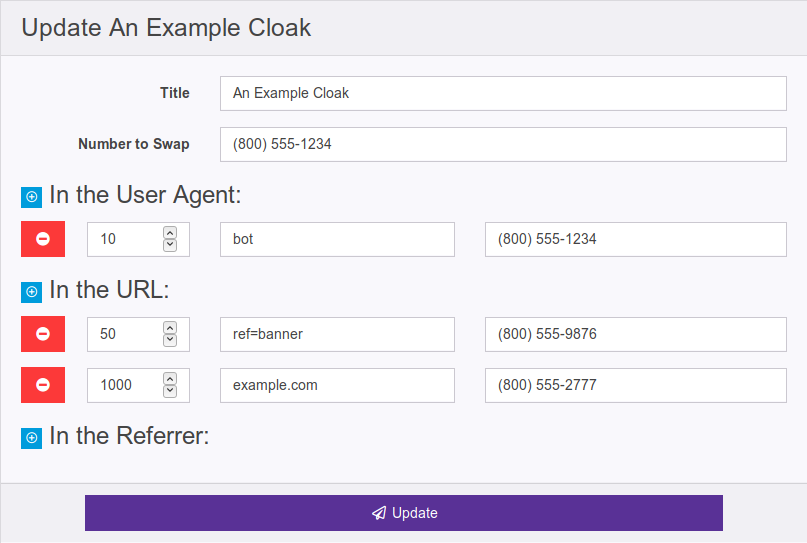 Example Cloak Rules